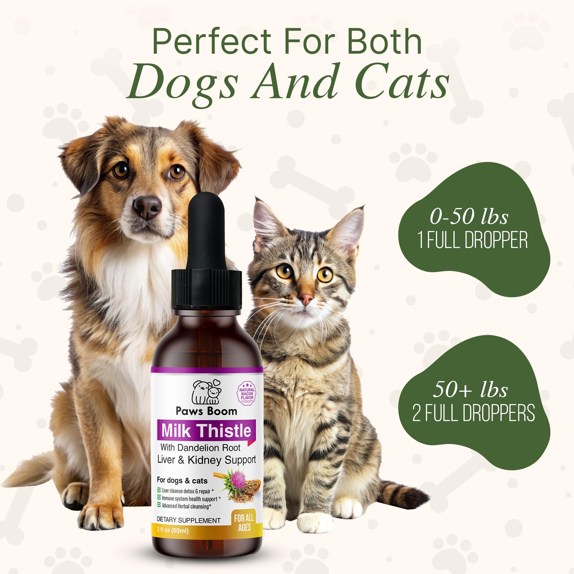 Paws Boom liver detox bottle emphasizing natural detox and liver health