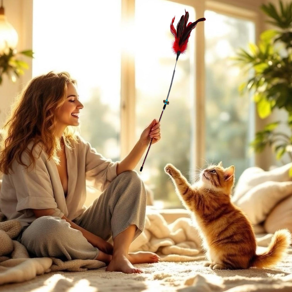 Paws Power cat wand fishing-pole-action picture highlights dynamic chase and stamina.