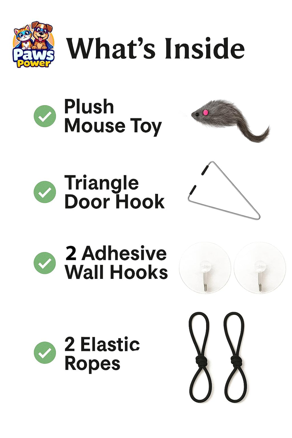 Paws Power hanging door cat toy vertical play space showcases space-saving enrichment for small homes.