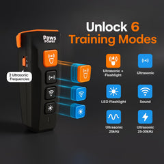 Paws Power device six-modes display for versatile training scenarios.