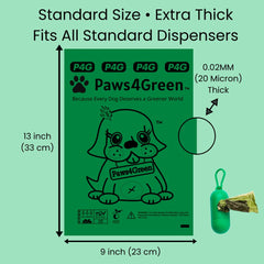 Paws4Green bags with opaque green design highlighting leak resistance