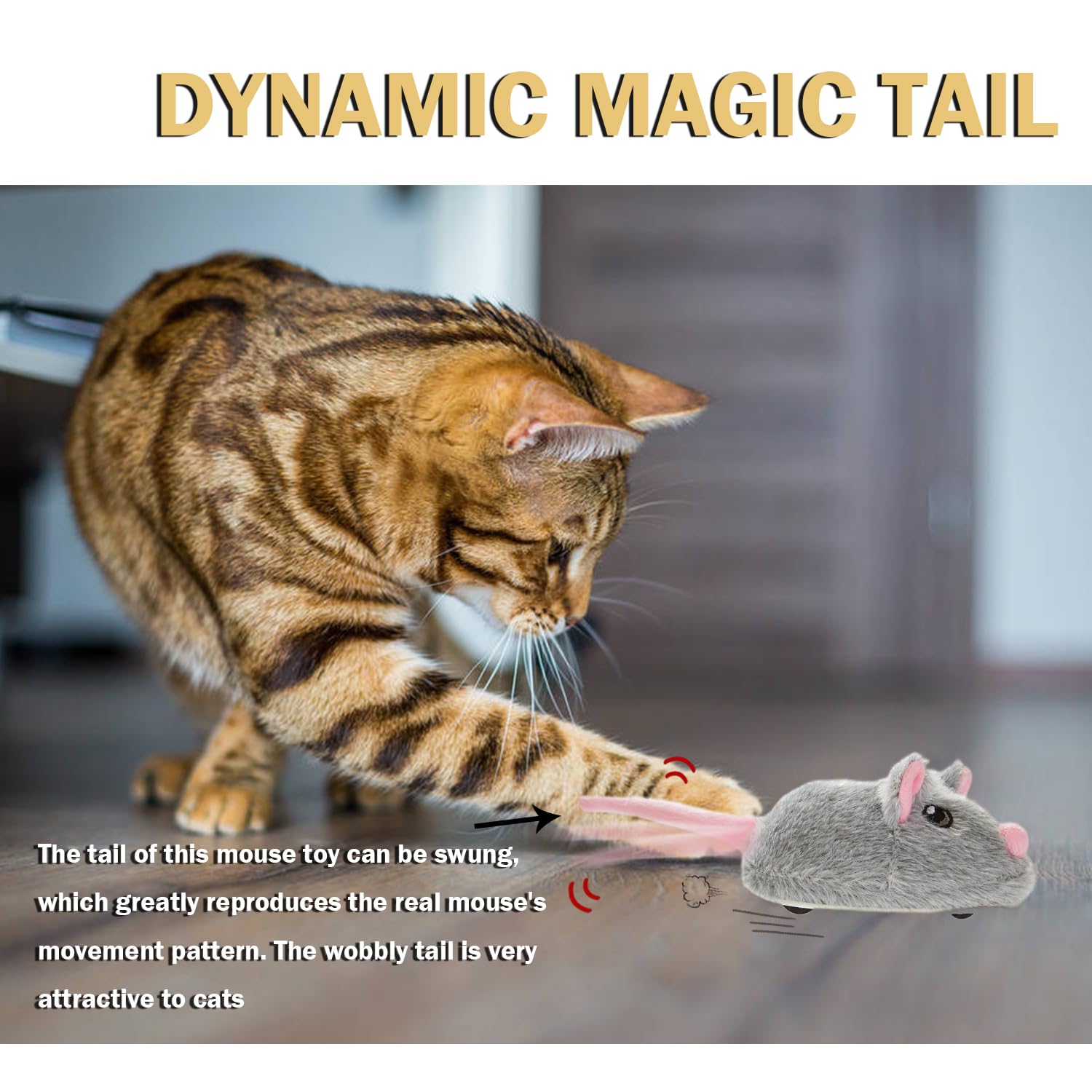 Pawsayes dynamic-tail mouse—swaying tail enhances hunting instinct during indoor play.