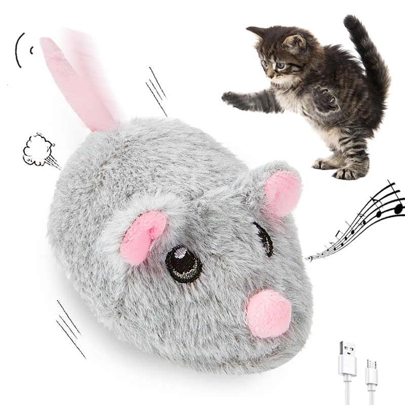 Pawsayes cat toy moving mouse—realistic model sparks curiosity and interactive play.
