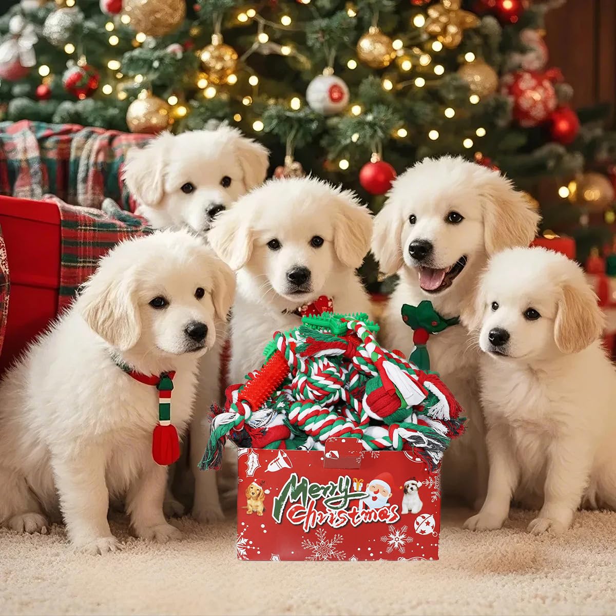 PawsAion holiday gift box with dog toys for gifting