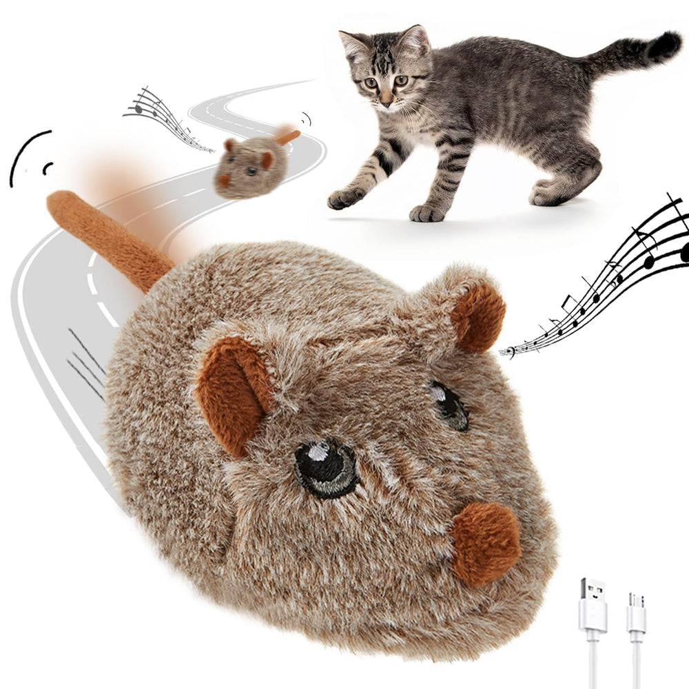 Pawsayes cat toy moving mouse dynamic tail demonstrates lifelike motion for playful hunting.