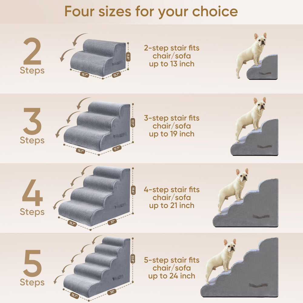 PAWSCART Dog Stairs gentle slope design eases climbing for all sizes.