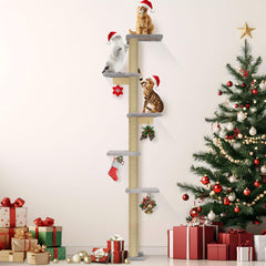 PAWSCRAT cat tree with solid wood and sisal rope for durable scratching