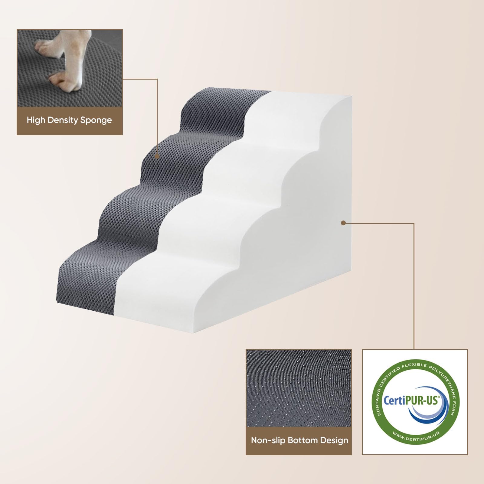 PAWSCRAT PAWSCART dog stairs in use, enabling independent access to the bed.