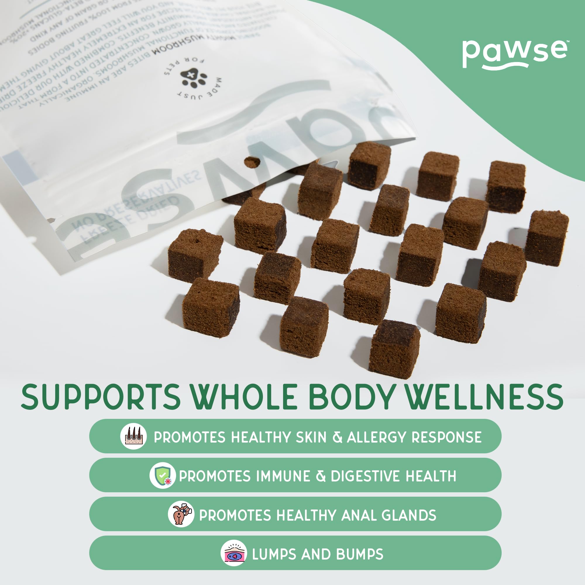 Pawse Mighty Mushroom product showing turkey-tail prebiotic benefits for gut health