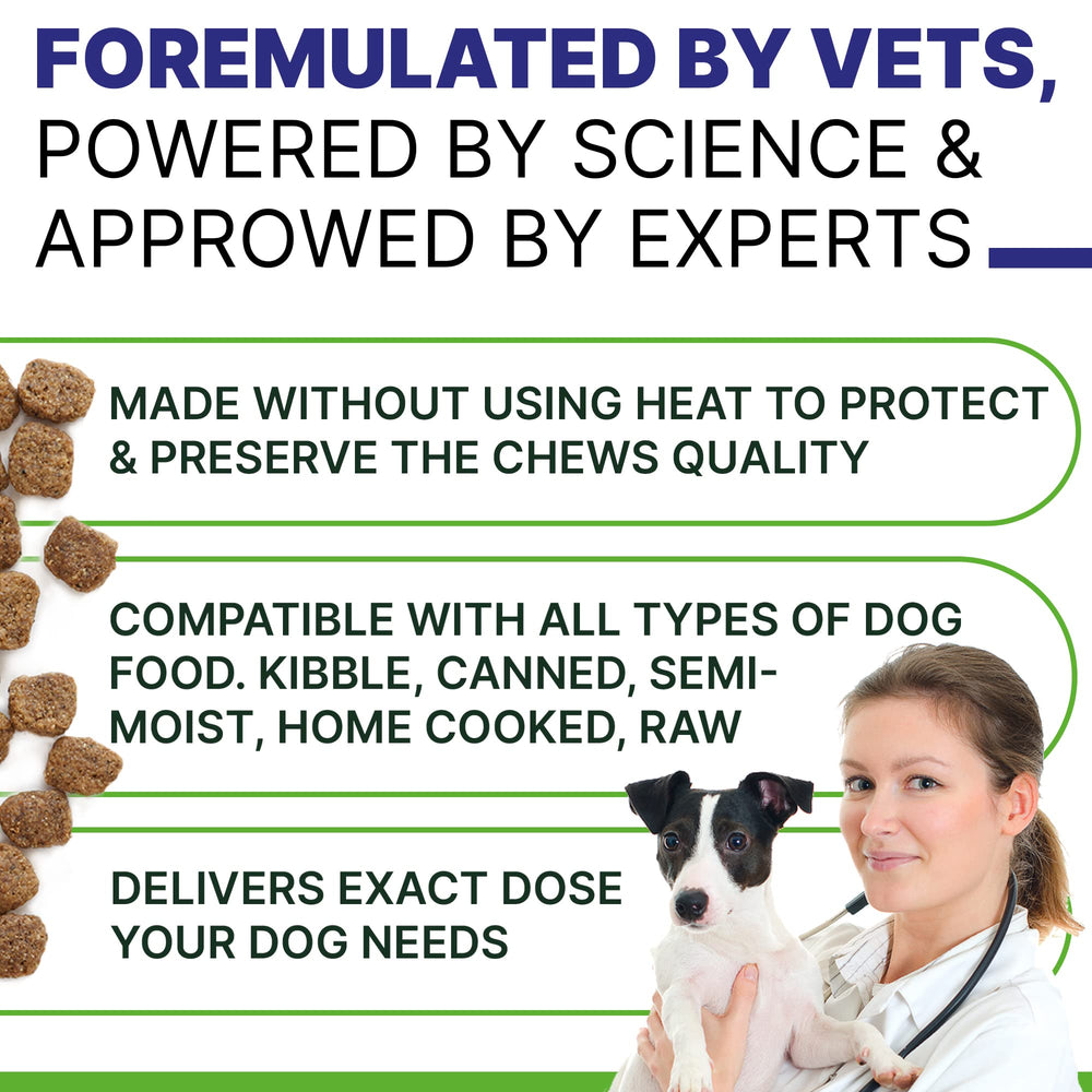 PAWSENTIAL Allergy Relief Dog Chews colostrum-immune-support bottle shows immune health and gut balance benefits.