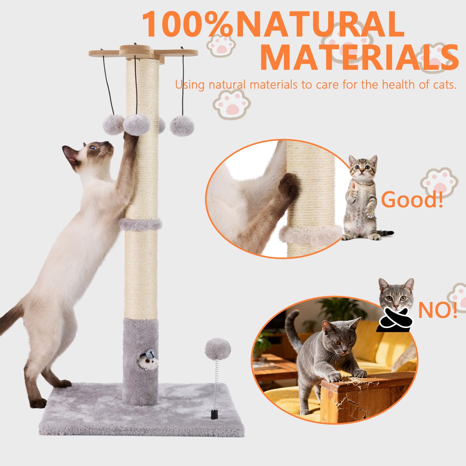PAWSFANS density-board, sisal, plush materials for durability