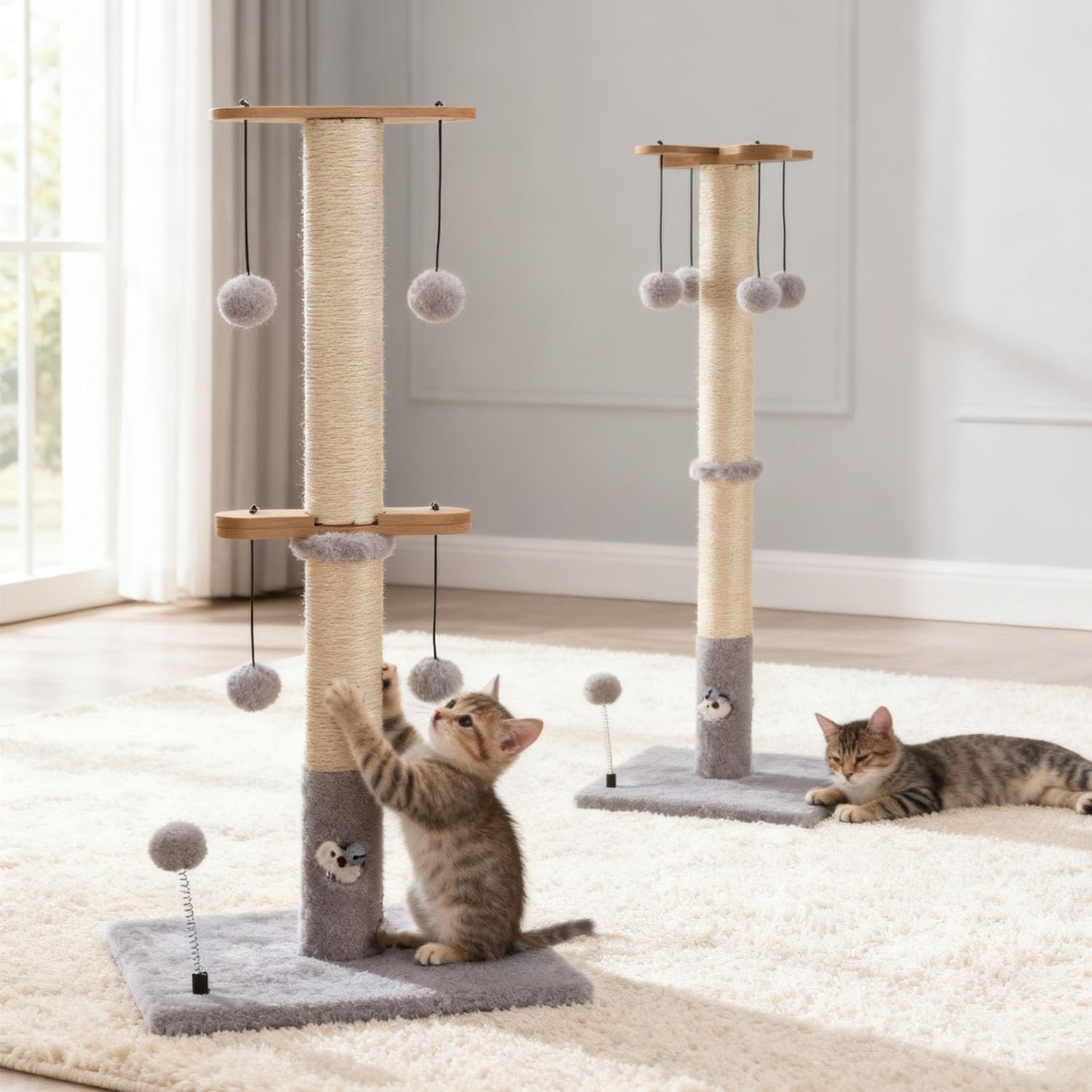 PAWSFANS four hanging balls offer interactive play at the top