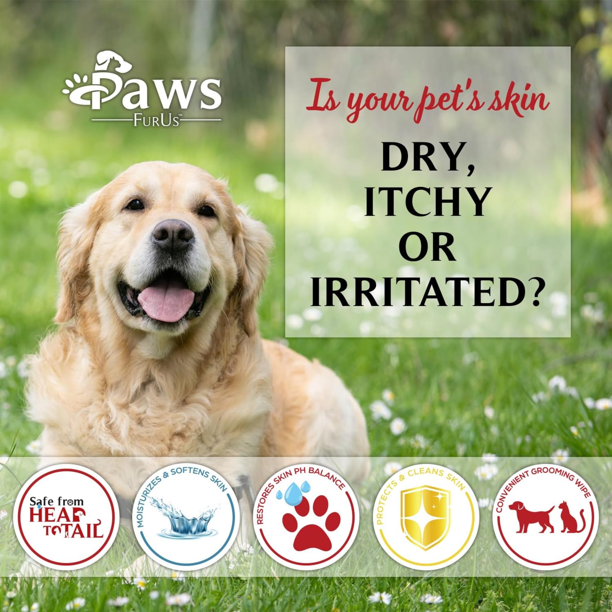 PawsFurUs wipes promote sensitive-skin comfort with hydration and itch relief potential.