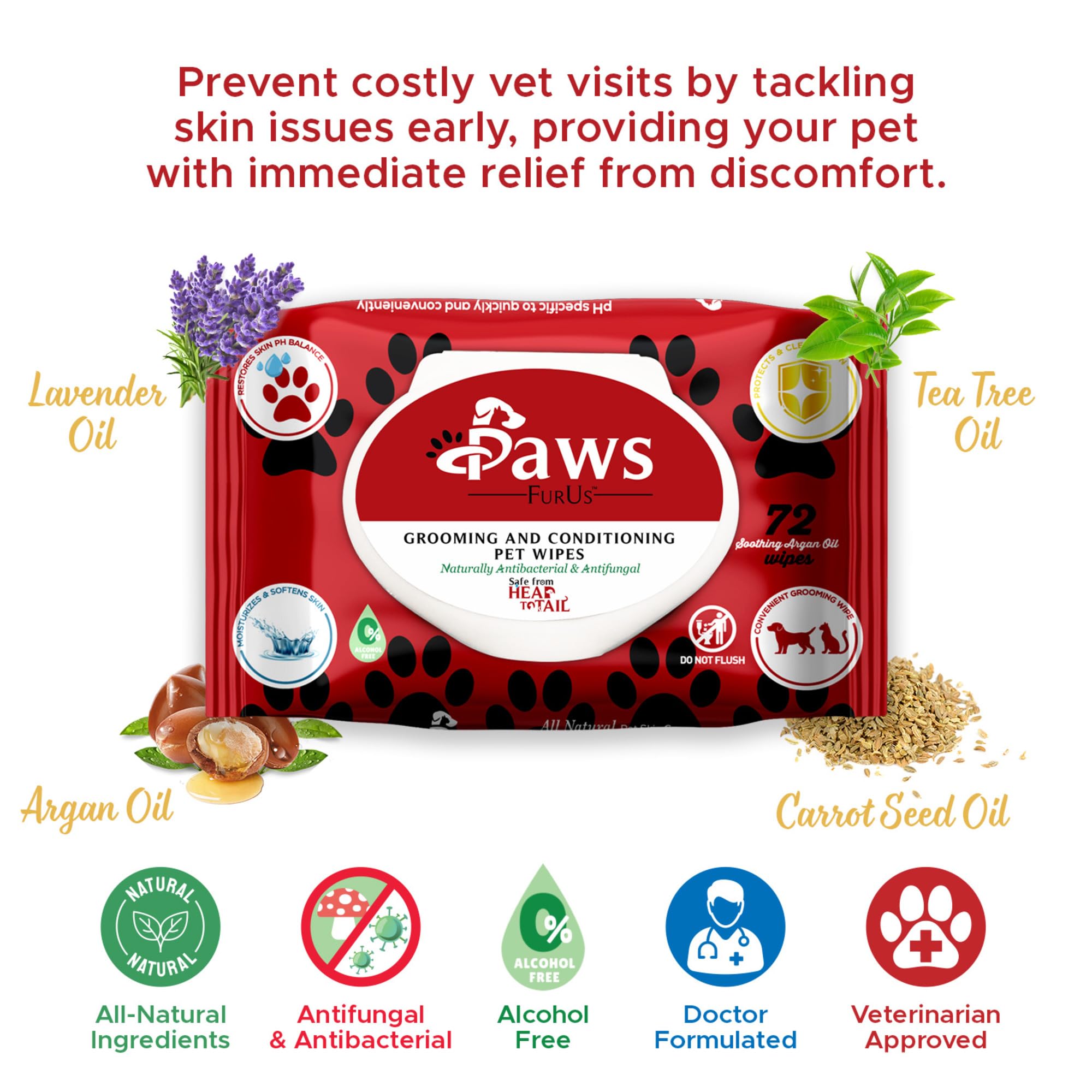 PawsFurUs all-natural pet wipes texture closeup highlights soothing hydration during use.