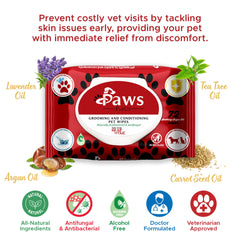 PawsFurUs all-natural pet wipes texture closeup highlights soothing hydration during use.