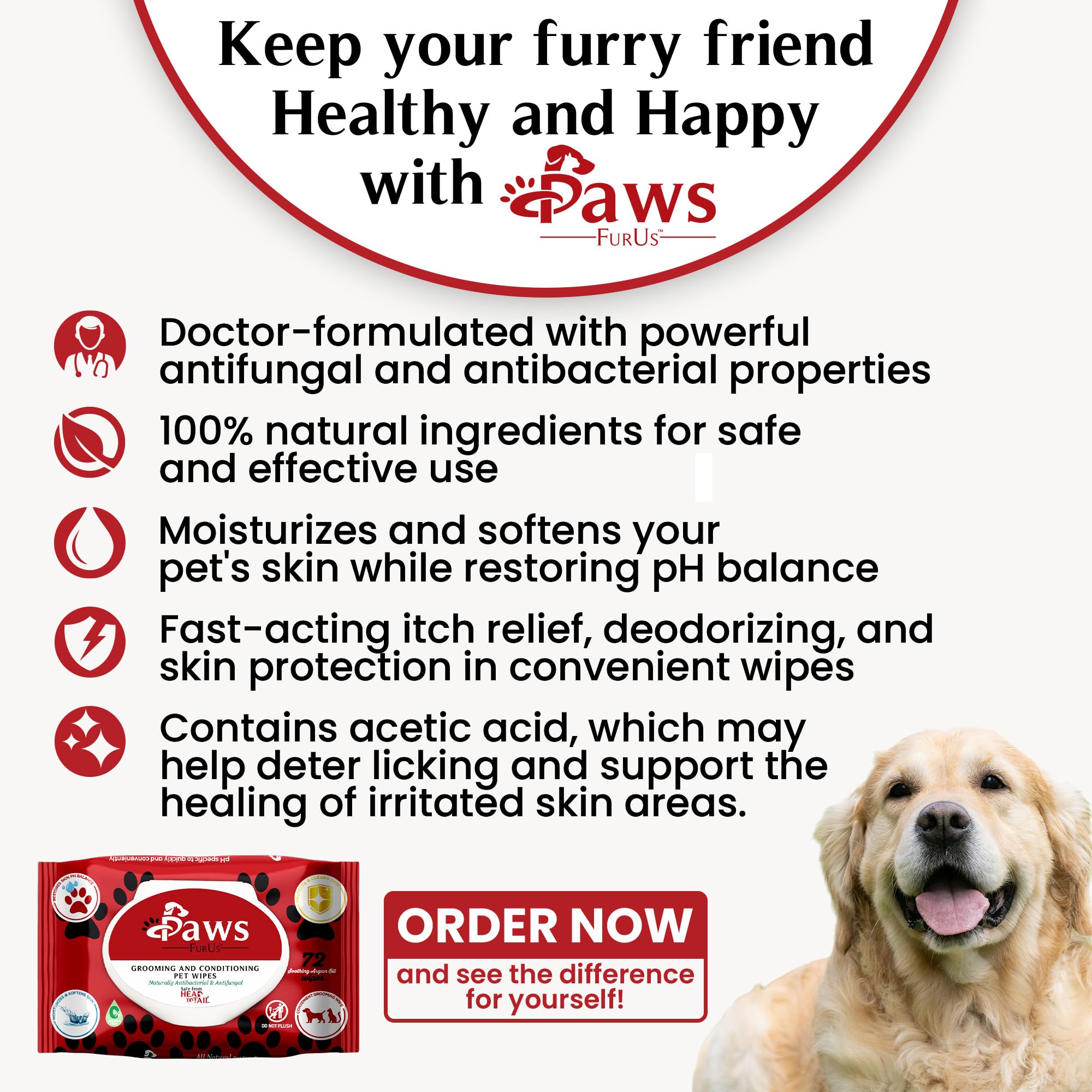 PawsFurUs wipes closeup moisture demonstrates gentle cleansing and deodorization for pets.