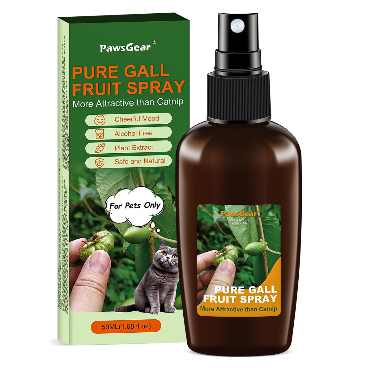 PawsGear Catnip Spray with Silvervine bottle for quick outdoor play.