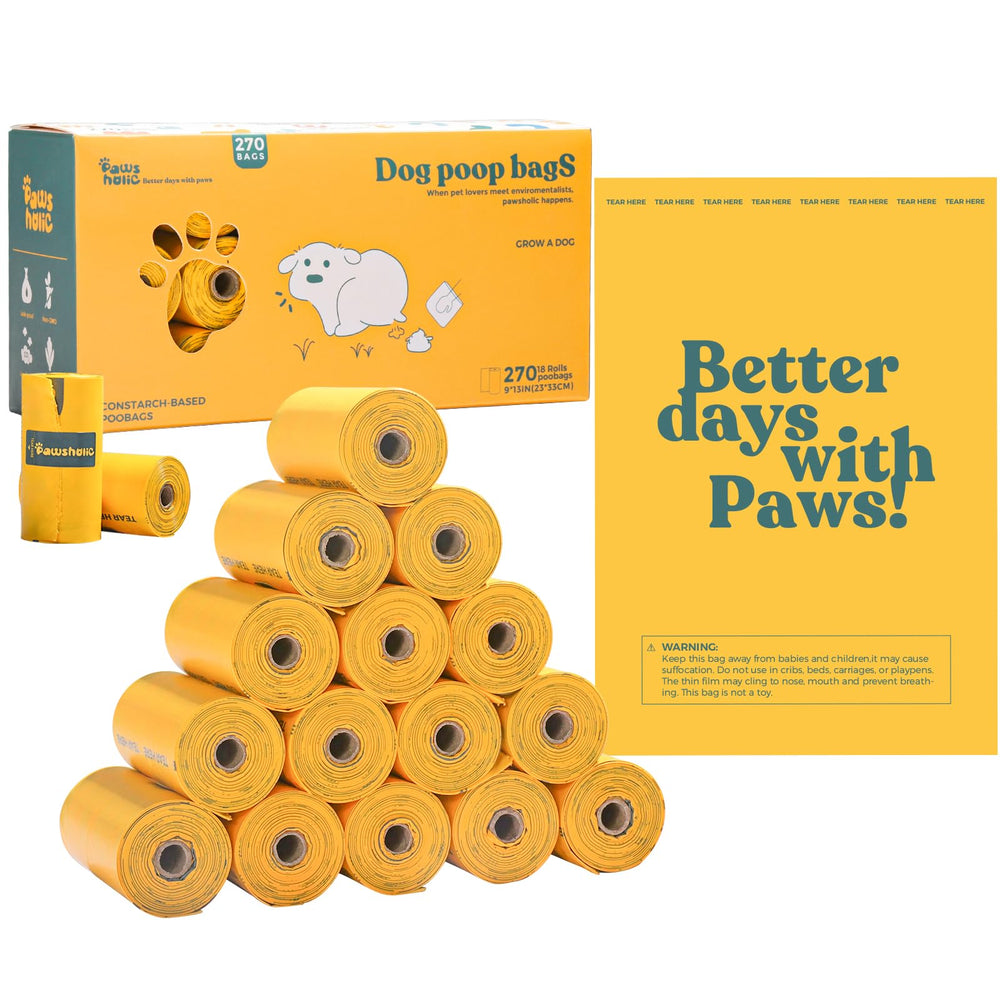 PAWSHOLIC dog poop bags rolls ready for quick open use on walks