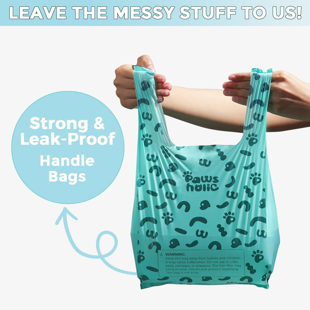 PAWSHOLIC eco-safe plant-based bags suitable for food scraps, diapers, and garden waste