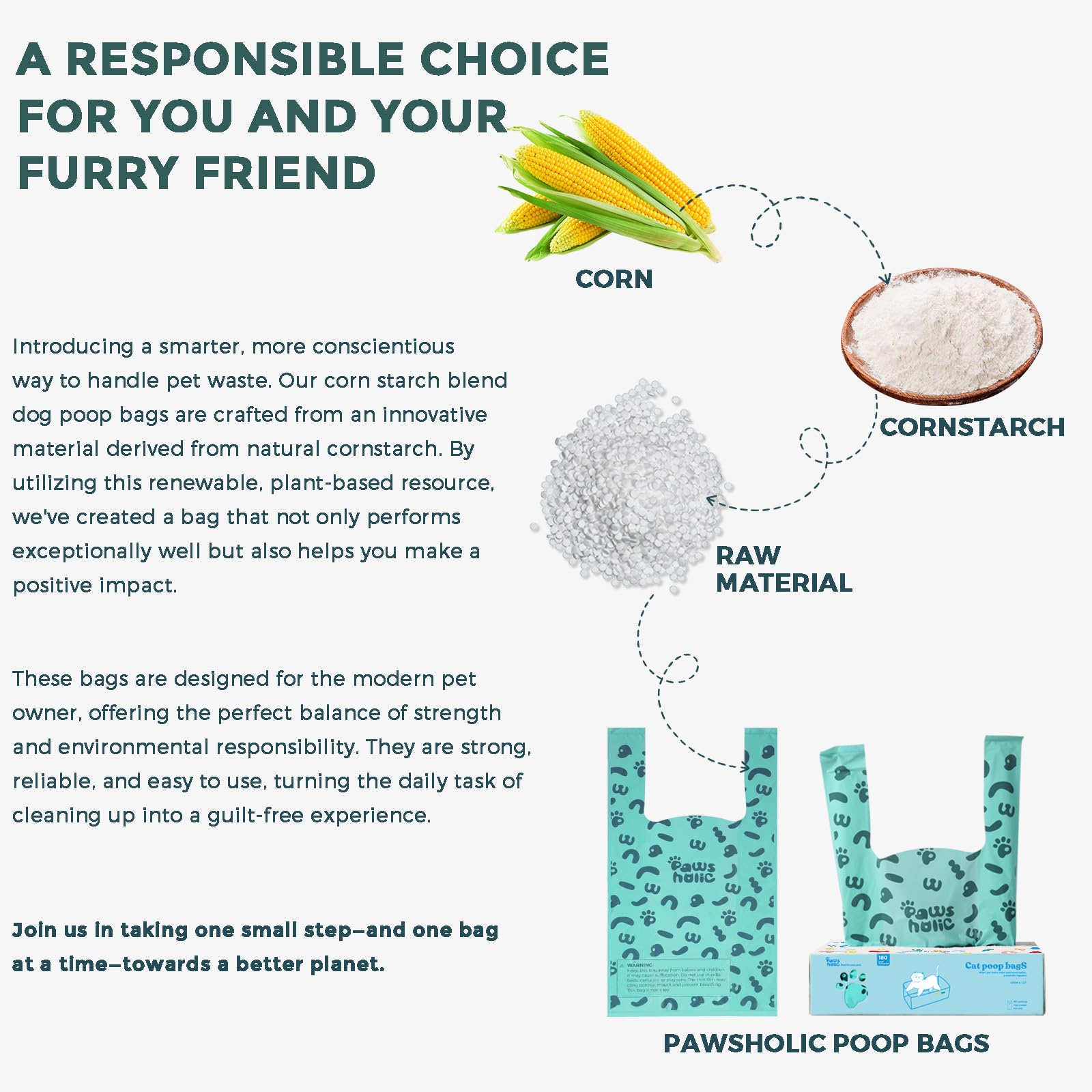 PAWSHOLIC strong handles prevent tearing during heavy messes