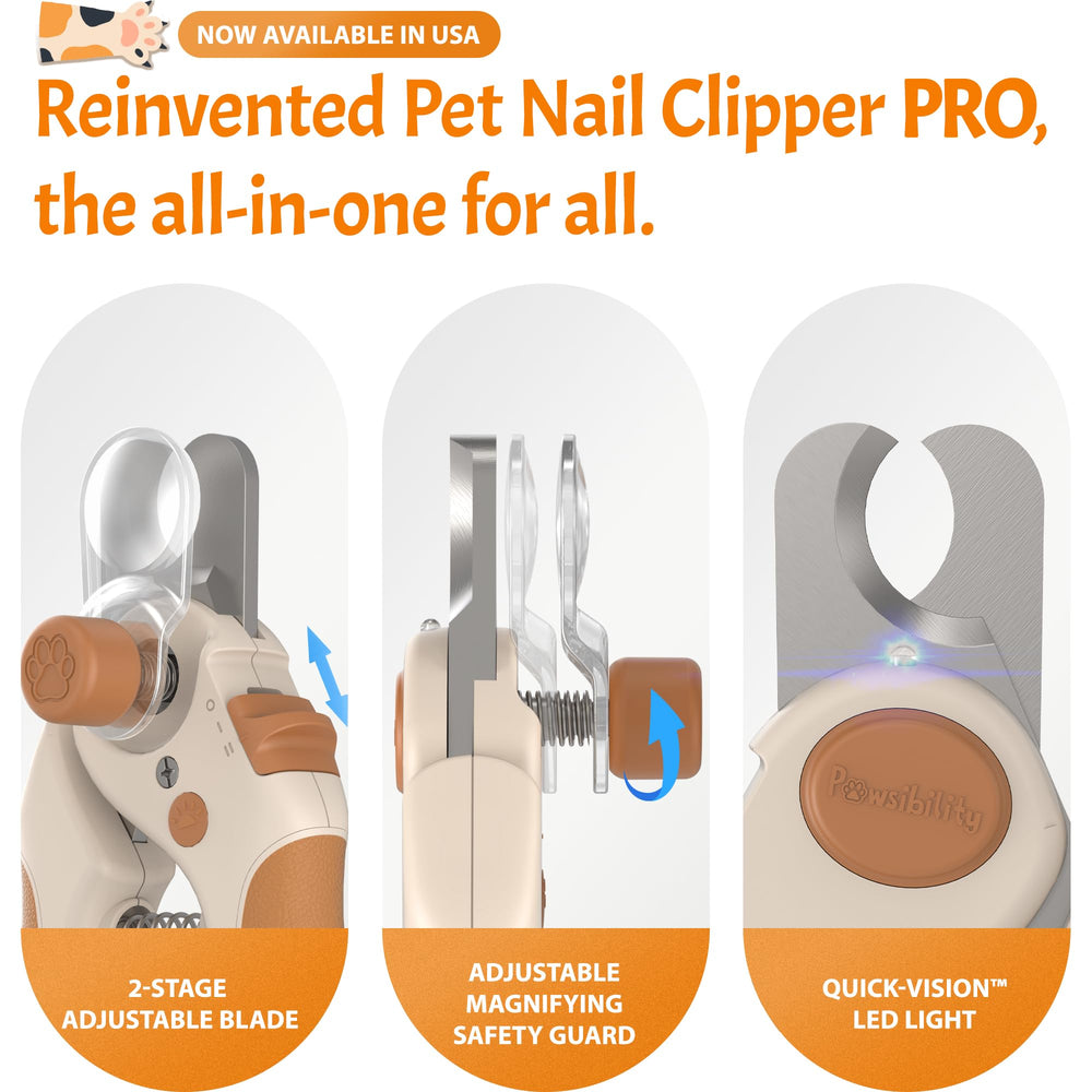 Pawsibility Pet Nail Clip PRO 2026 LED light for clear visibility during trimming.