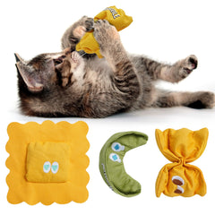 Pawsible Ravioli catnip toy pack front view boosts indoor cats' active play with fresh catnip.