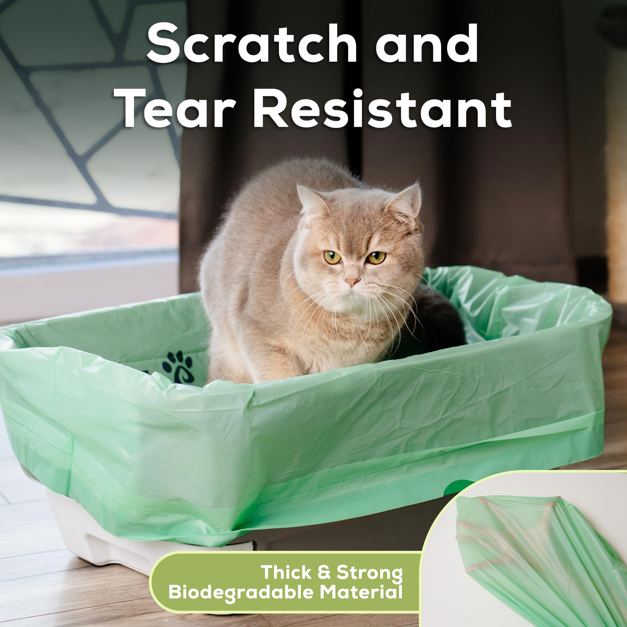 Pawsitive Earth thick, strong biodegradable material resists tears for durable liners.