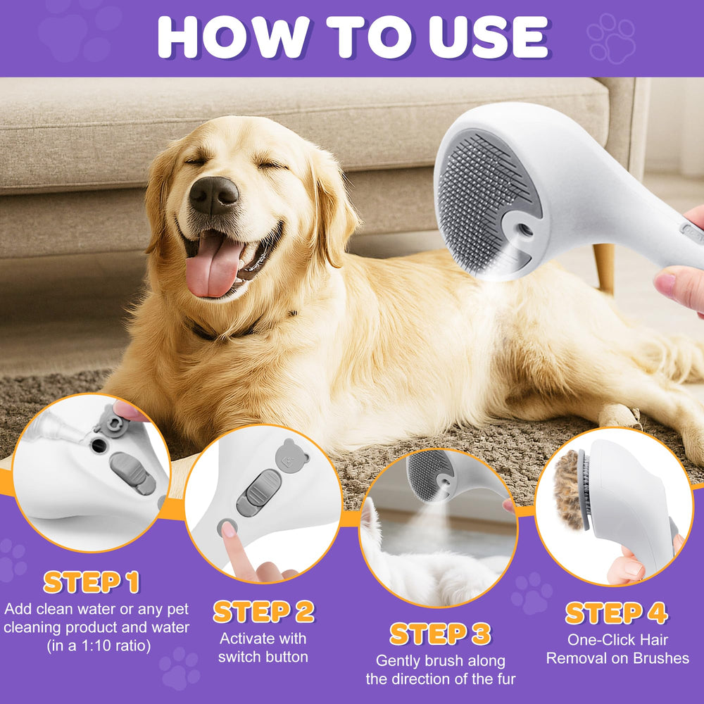 PawsMedal mist function helps keep fur soft and manageable during grooming.