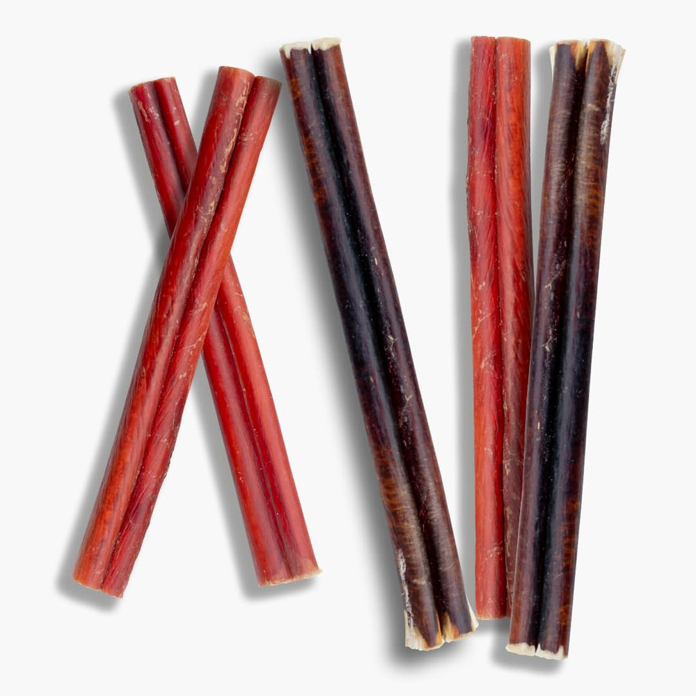 Pawsome Ranch Bully Sticks long-lasting treat; keeps dogs focused during training and play.
