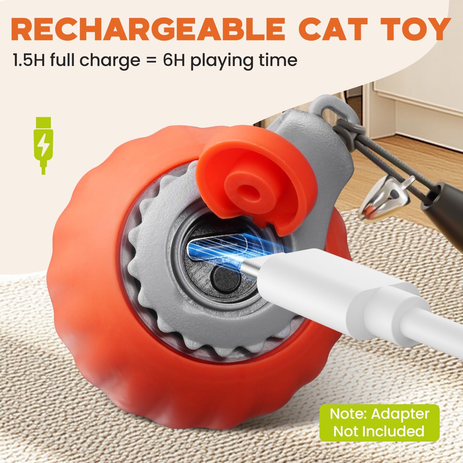 PawsomeFinds Speedy Tail Ball USB-C charging for ready play sessions