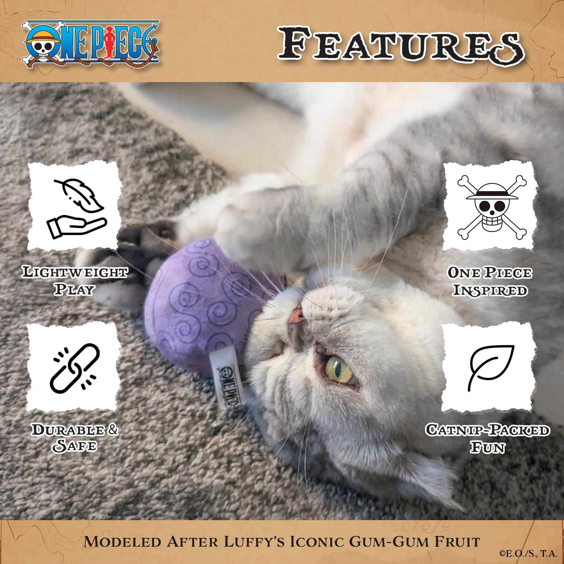 Pawsonify Luffy Gum-Gum Fruit plush toy ready for swat and chew