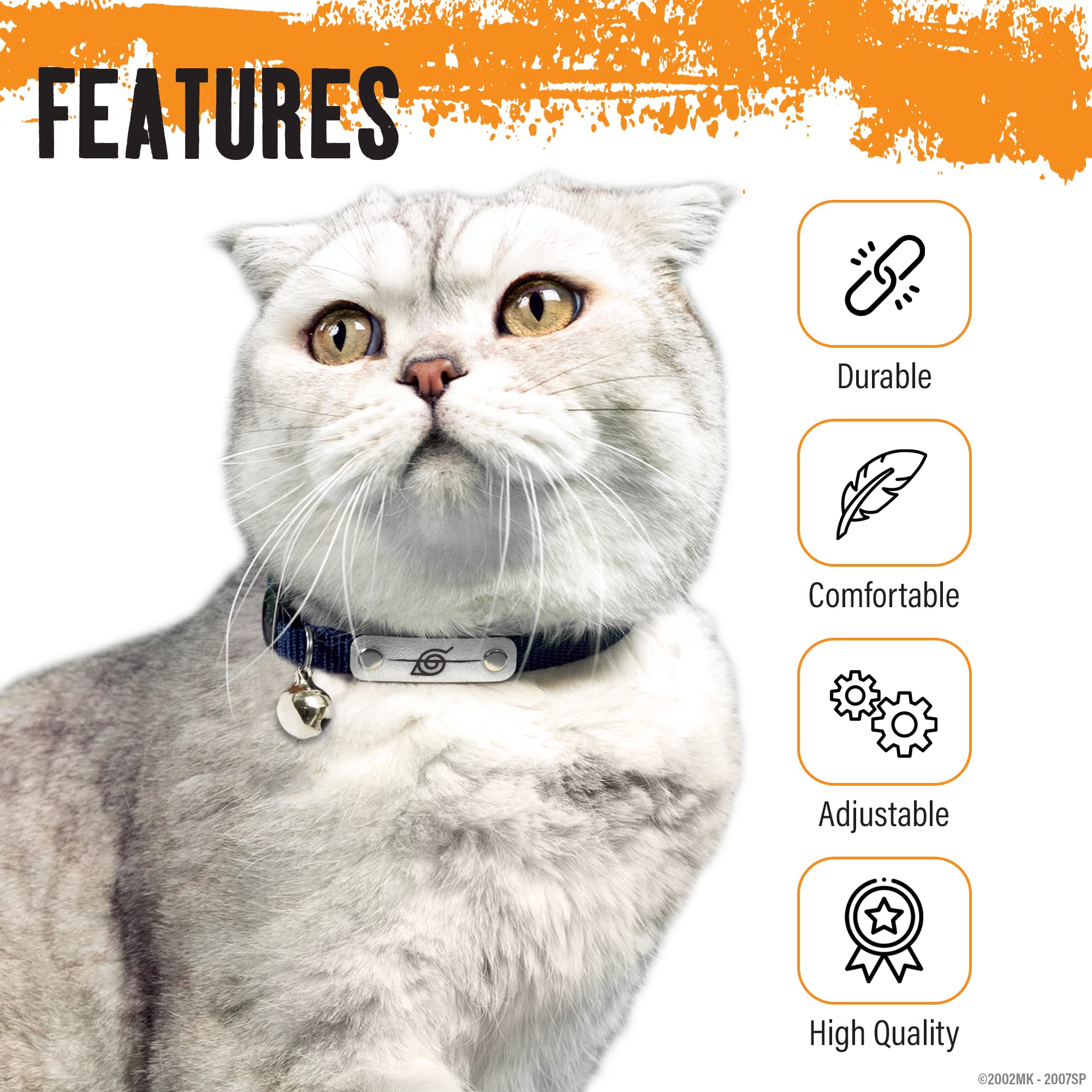 Pawsonify Naruto adjustable neck collar fits 8.5-12 inches with easy sizing.