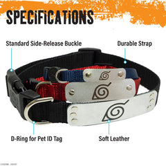 Pawsonify Naruto headband plate on collar adds ninja-inspired style.