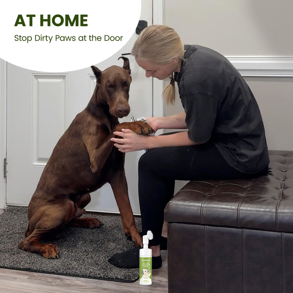 Paw Sono portable 5fl-oz bottle enables on-the-go muddy paw cleanup.