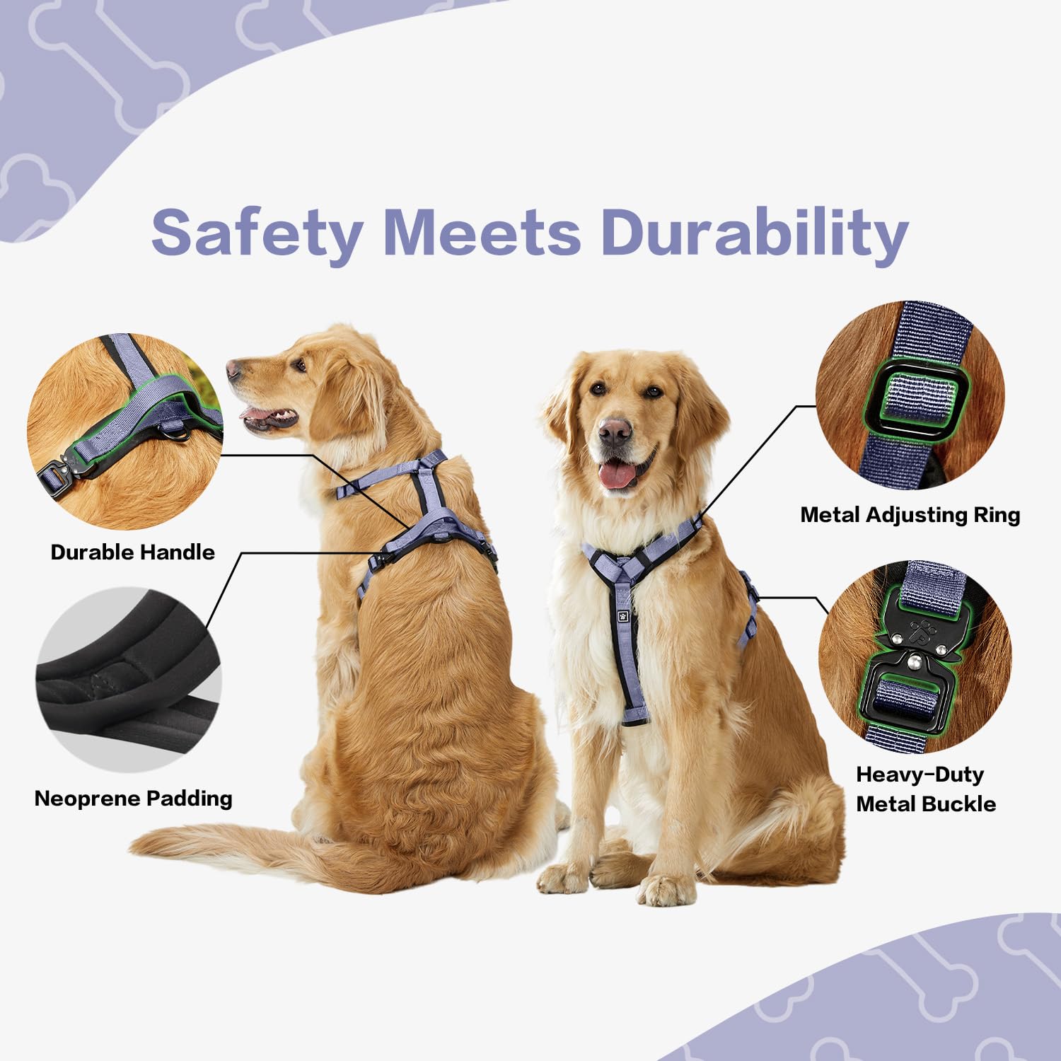 PAWS PASSION pawspassion-dog-harness-lilac-breeze-ergonomic-y-shape illustrates freedom of movement during walks.