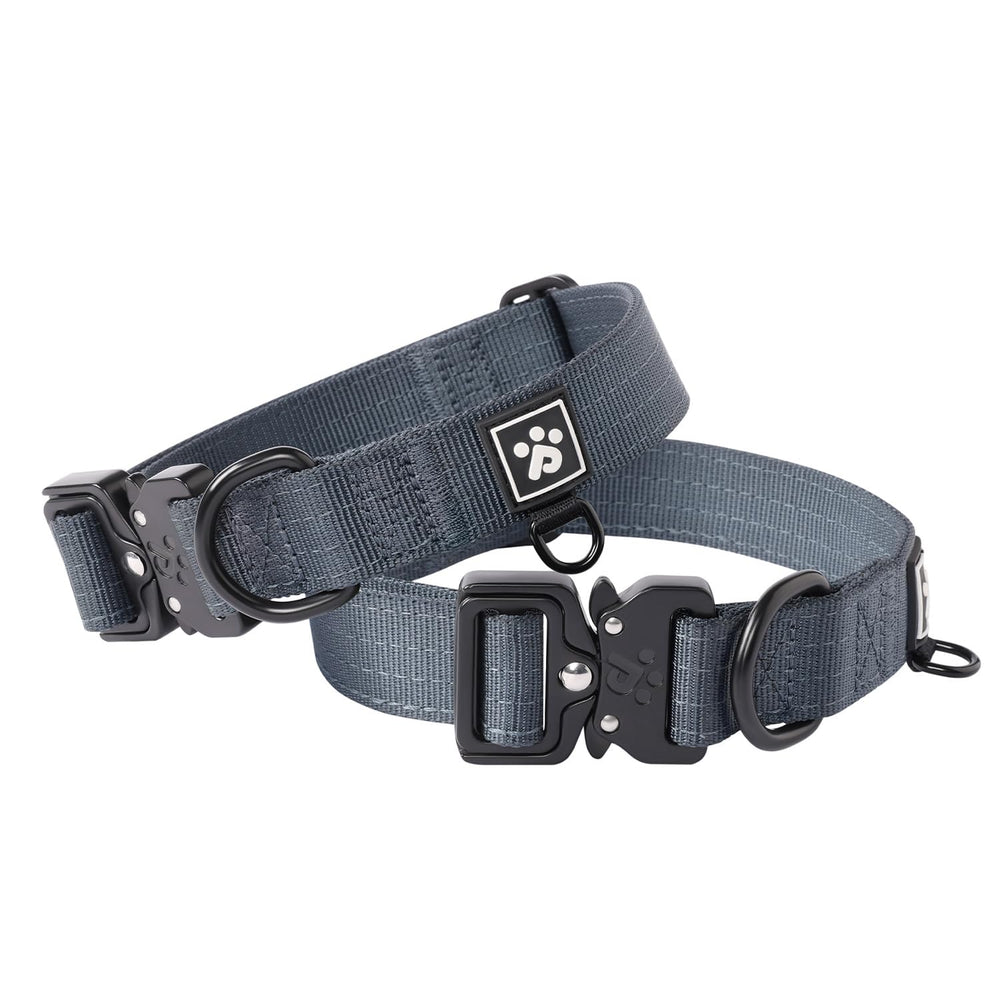 PAWS PASSION Nightfall heavy-duty dog collar with metal buckle for secure daily walks.