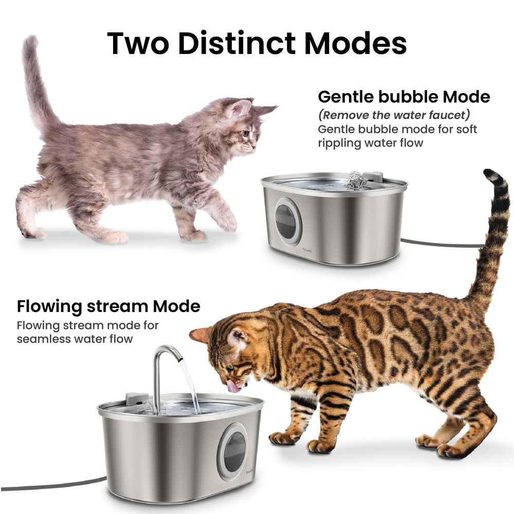 PAWSPIK SS-01 dual-mode water flow encourages water intake.