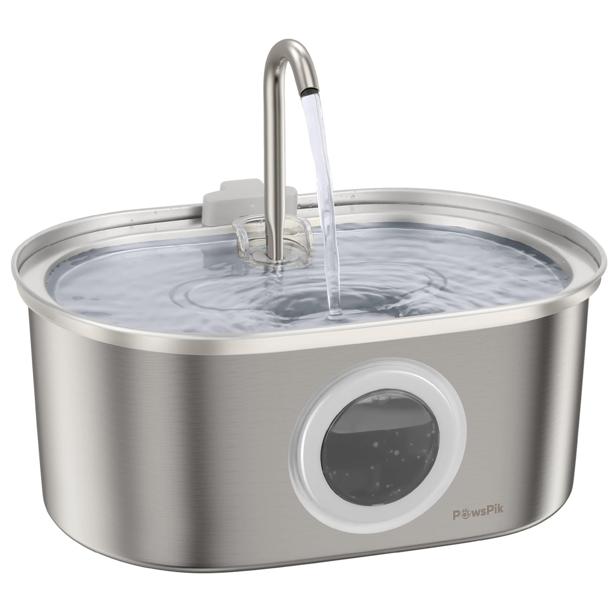 PAWSPIK SS-01 top view cat fountain for indoor hydration.