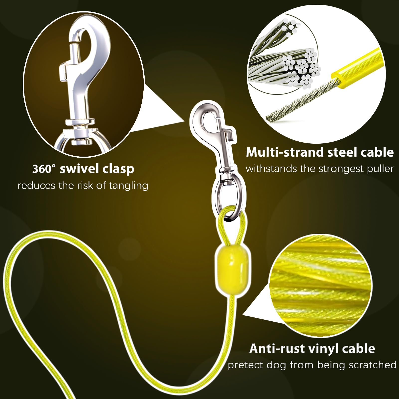 PAWSTATION 360° tangle-free swivel clip prevents knots during outdoor adventures