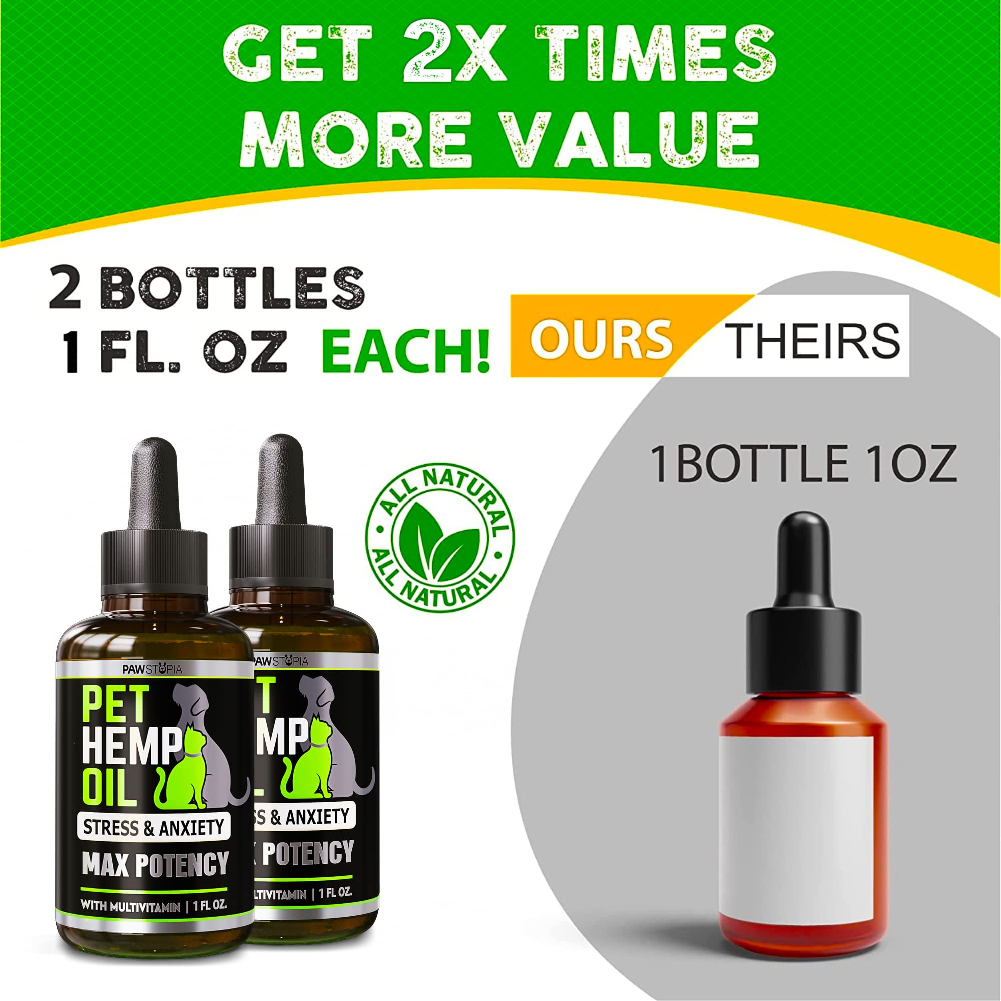 Pawstopia hemp oil with omega-3-6-9 supports coat, skin and joints.