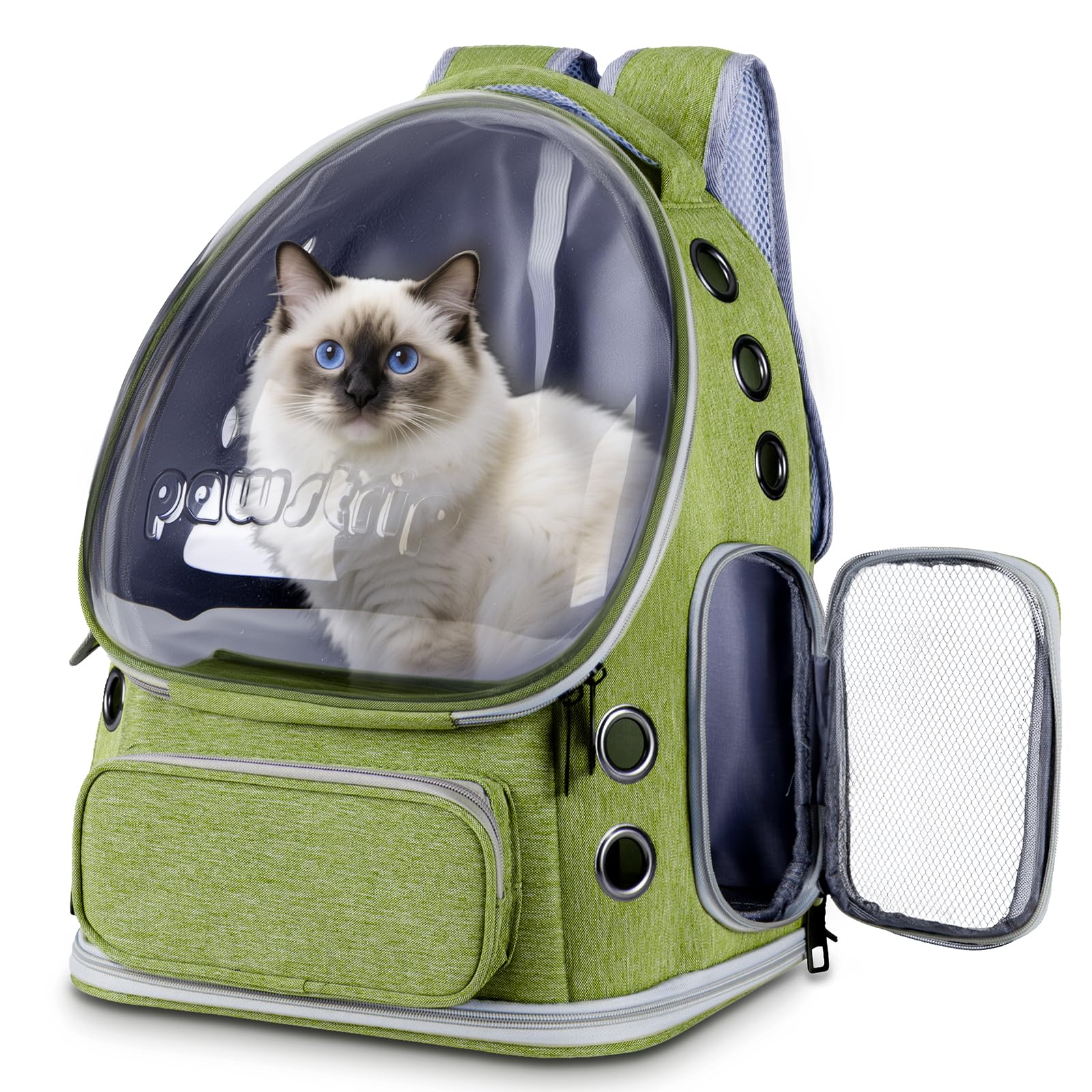 Pawstrip cat backpack with bubble window offers a view to soothe travel-anxious pets.
