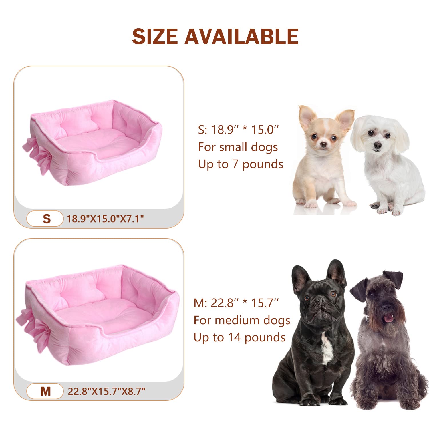 pawstrip Cute Princess Dog Bed Pink bowknot detail highlights playful design