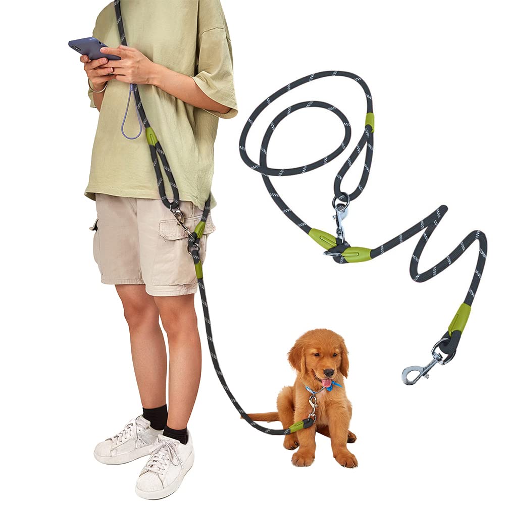 Pawstrip hands-free dog leash worn on the shoulder for comfortable city runs.