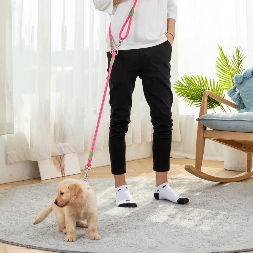 pawstrip reflective crossbody leash in pink for safe night walks