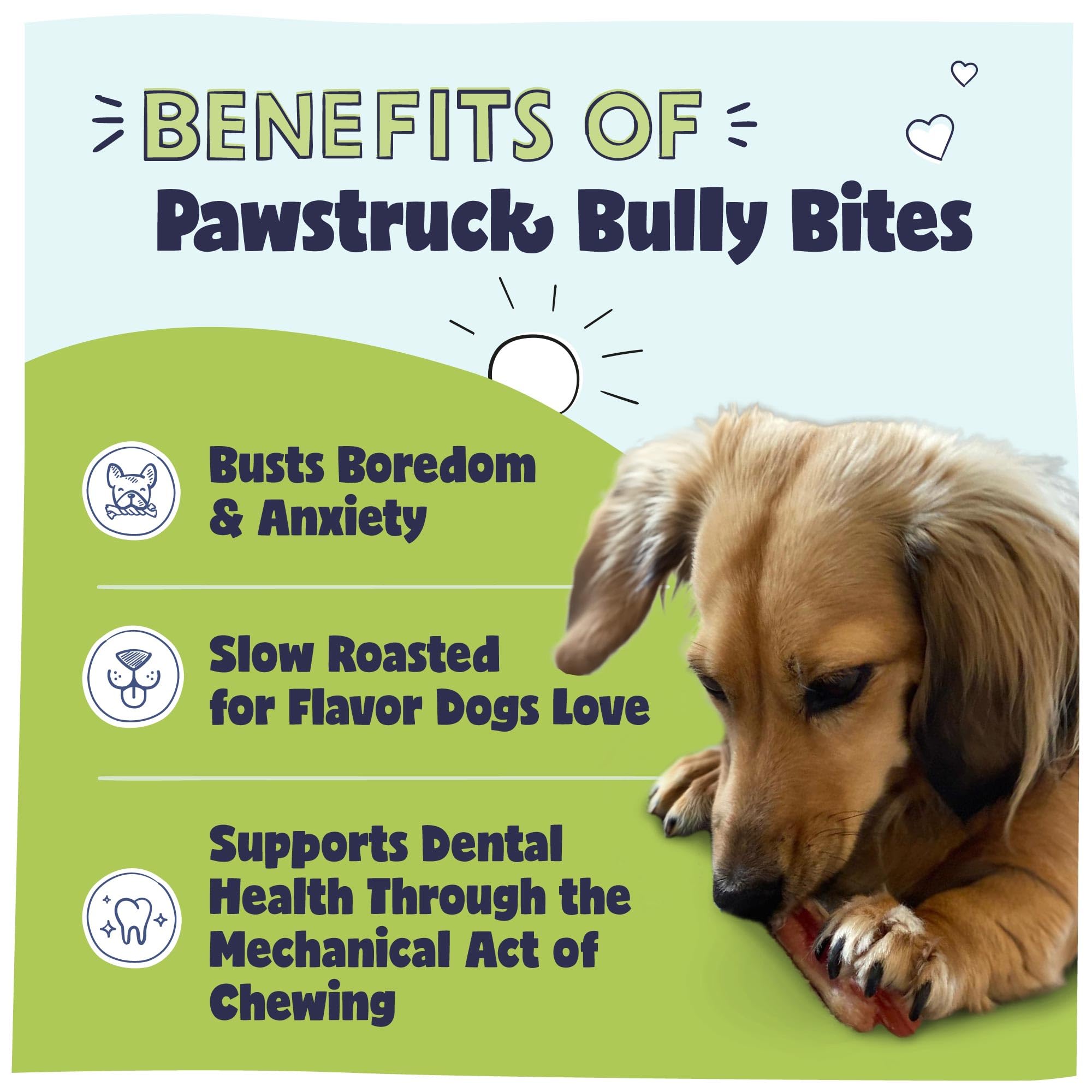 Pawstruck 1-4 inch bully bites for puppies, ideal for small mouths and gentle chewing.