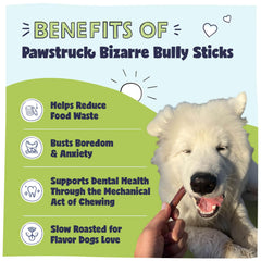 Pawstruck 8-12 inch bully sticks bag shows varied shapes for extended chewing sessions.