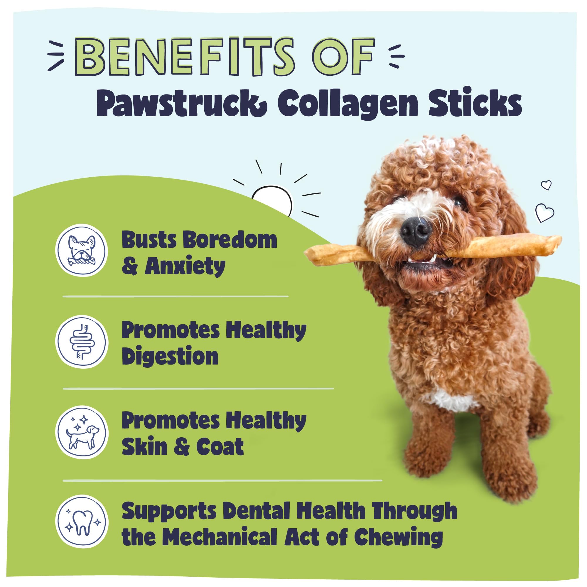 Pawstruck beef collagen stick dog chew highlighting high-protein treat.
