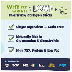 Pawstruck Beef Collagen Sticks single-ingredient beef, highlighting simple ingredients for gut-friendly treats.