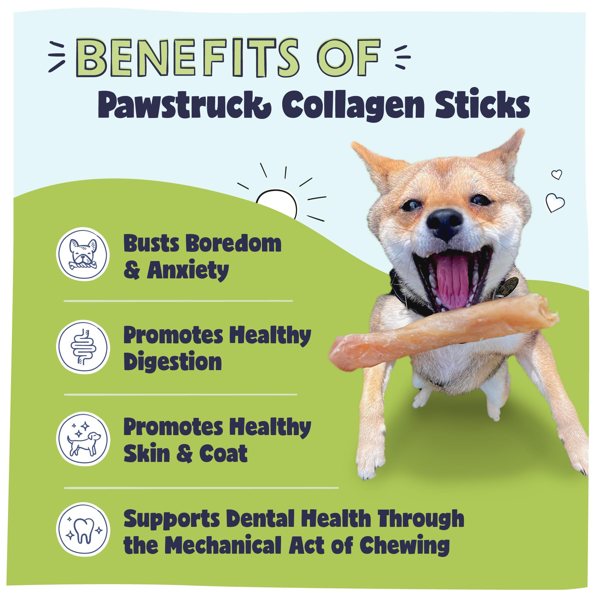 Pawstruck Beef Collagen Sticks texture close-up, showing a chewy, digestible alternative to rawhide.