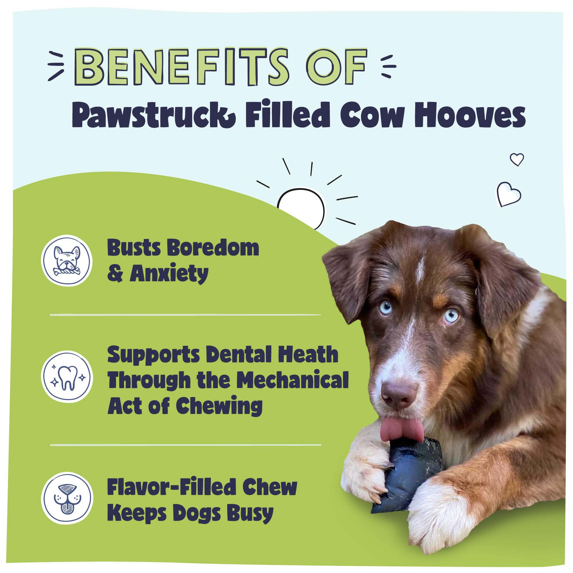 Pawstruck beef-hoof dog chew closeup highlights premium, low-odor texture